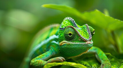 Beautiful green chameleon