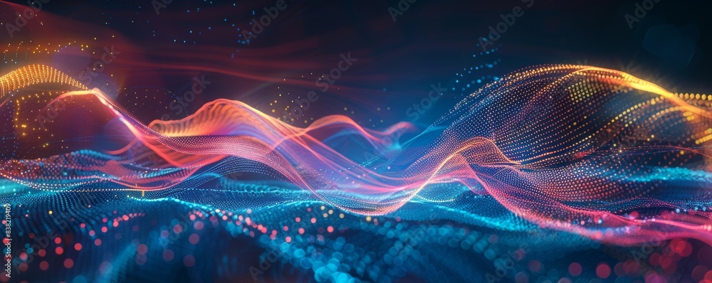 Poster an abstract digital background that can be used for technical processes, neural networks, artificial