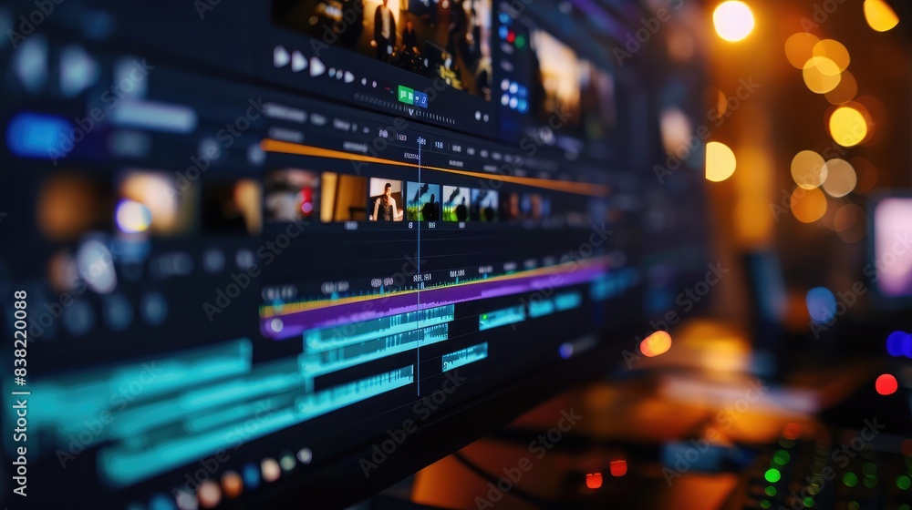 Poster screen capture of a video editing software interface with a timeline, showcasing the tools and featu