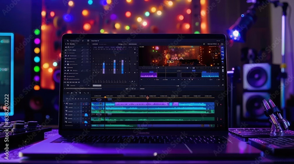 Poster screen capture of a video editing software interface with a timeline, showcasing the tools and featu