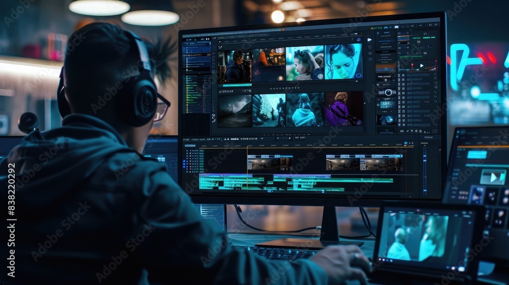 Poster screen capture of a video editing software interface with a timeline, showcasing the tools and featu
