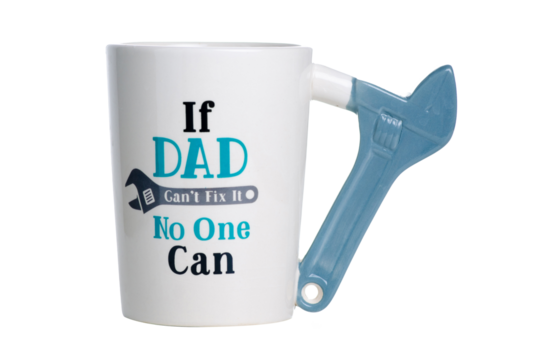 Dads cup mug with adjustable wrench on white background isolation - Powered by Adobe