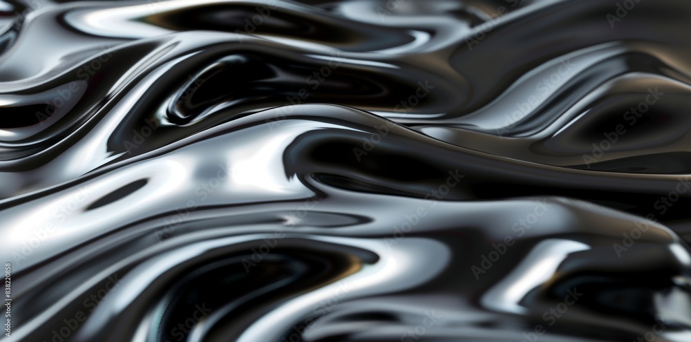 Poster liquid metallic texture with highlights and shimmers. backdrop for web promotion. generative ai 3d r