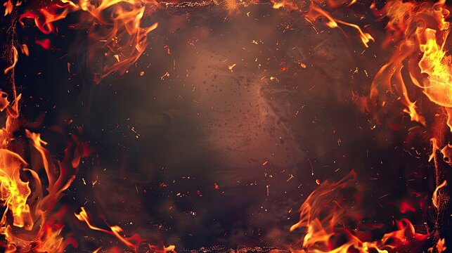 fire frame border background for banner with copy space 