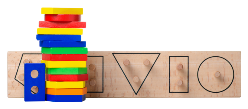 Children's toy wooden sorter on white background isolation