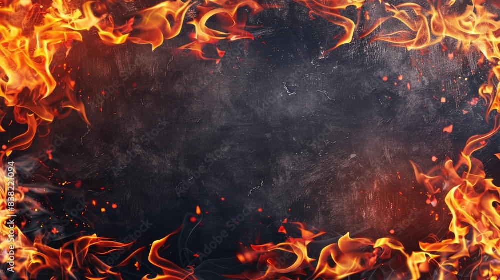 Poster fire frame border background for banner with copy space