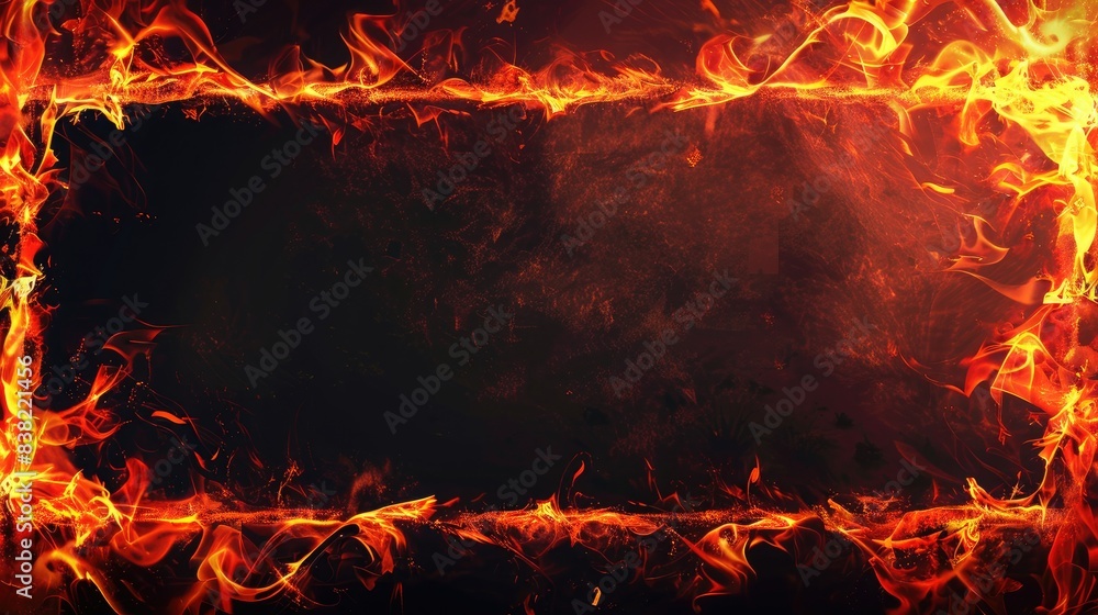 Poster fire frame border background for banner with copy space