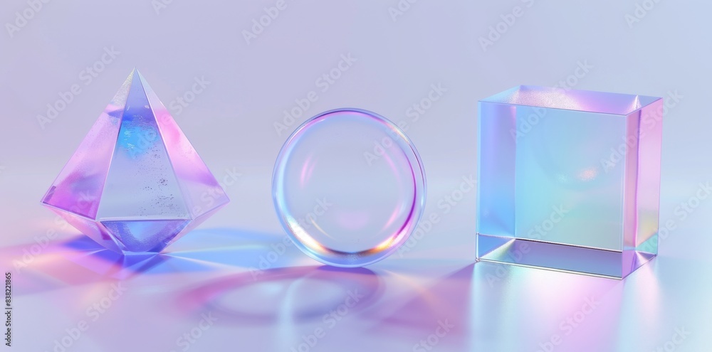 Poster an abstract geometric shapes and graphic elements set with holographic gradient textures. objects ar