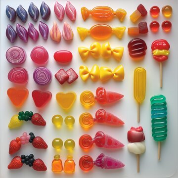 Una imagen que muestra de forma interesante diversas gomitas de tonos multicolores