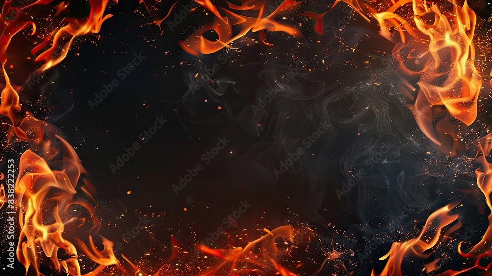 Poster fire frame border background for banner with copy space