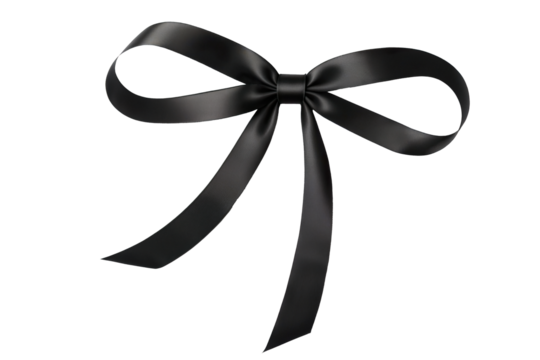 black ribbon bows on a transparent background