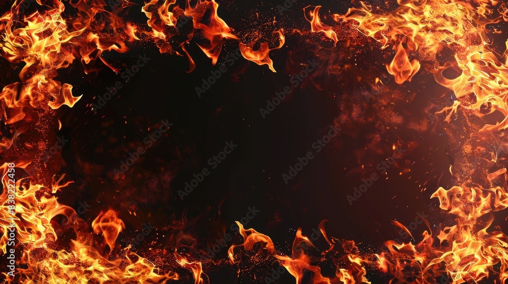 Poster fire frame border background for banner with copy space