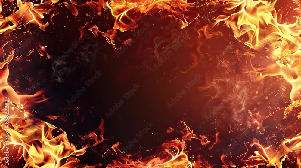 Poster fire frame border background for banner with copy space