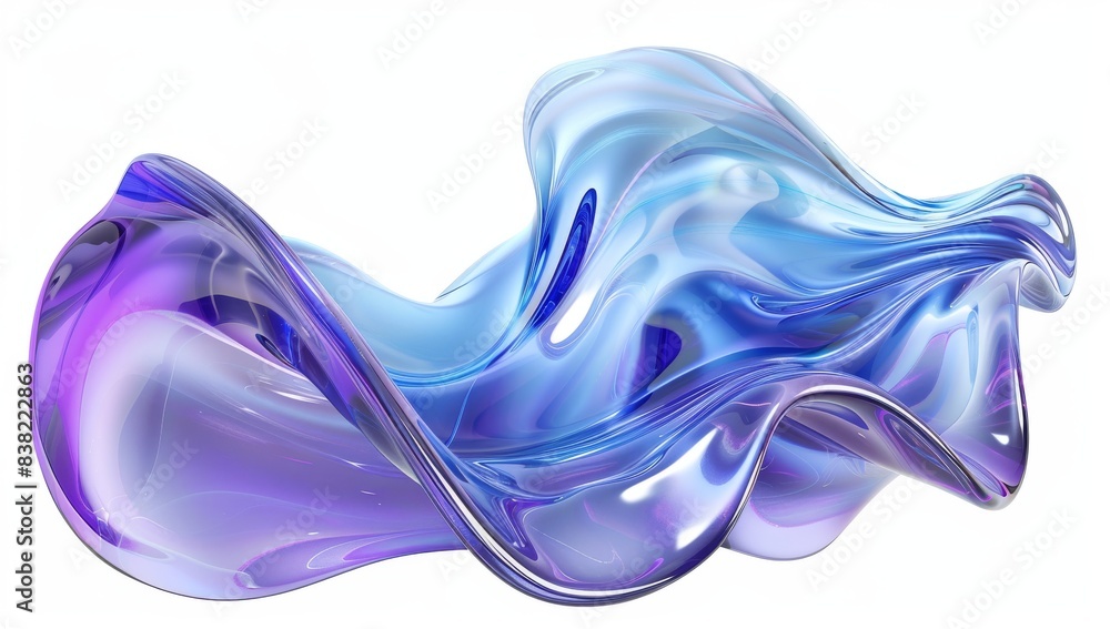 Poster the abstract shape of a wave is depicted in the form of a 3d glass. illustration of 3d rendering.