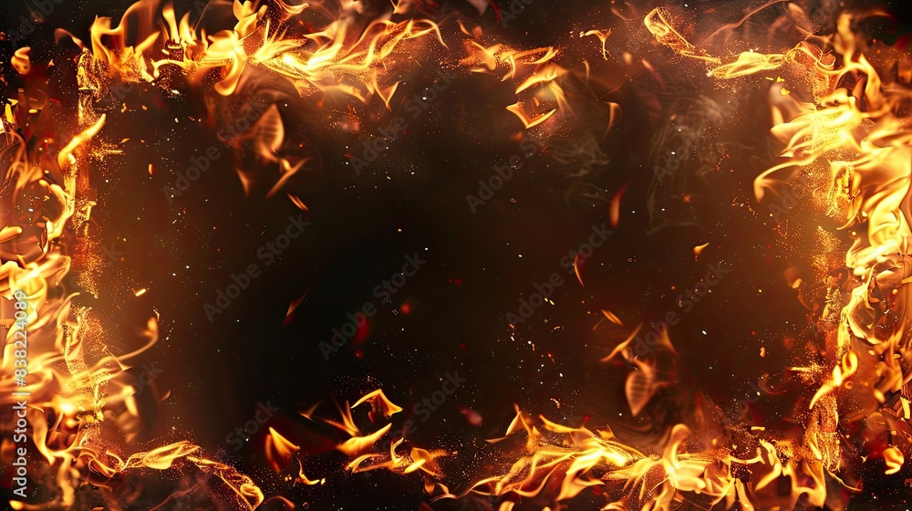 Poster fire frame border background for banner with copy space
