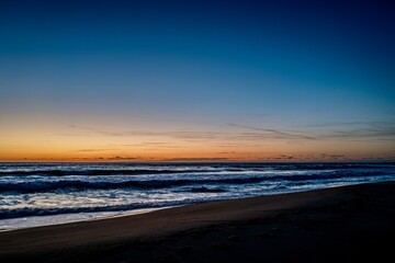 Sunset on the beach of Capbreton in France