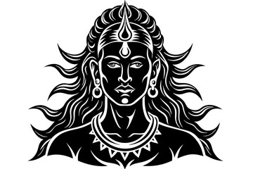 Lord Shiva face silhouette vector illustration