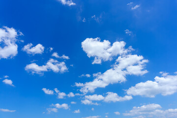Blue sky background with white clouds in summer day.