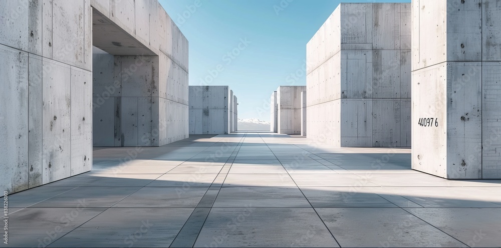 Poster the background for a car presentation is a 3d rendering of modern architecture with concrete walls a
