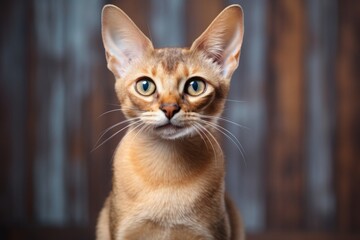 Portrait of a funny javanese cat isolated on empty modern loft background
