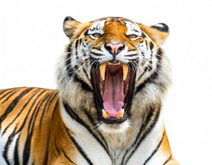 Fototapeta premium Tiger isoliert auf weißen Hintergrund, Freisteller 