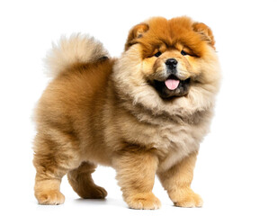 Chow chow welpe stehend auf vier beinen isoliert auf wei&szlig;en Hintergrund, Freisteller 