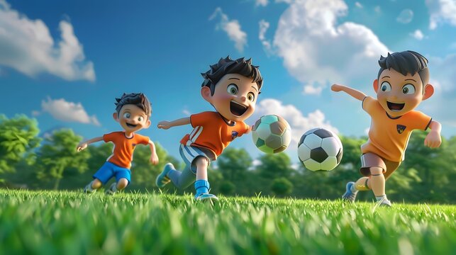 Football soccer training for kids children football cartoon