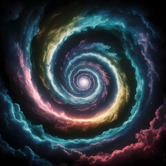 swirling galaxies, nebulas, and cosmic patterns in vibrant colors., illustration, vibrant