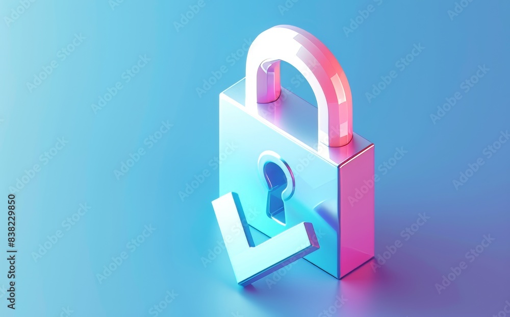 Poster a padlock icon with a checkmark represents a secure website and internet cyber defense and private p