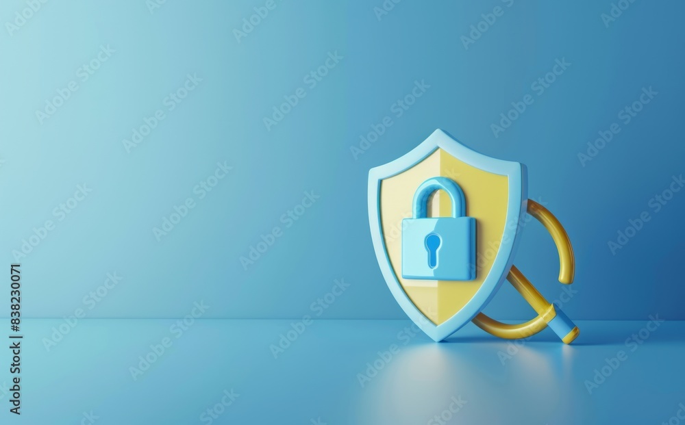 Poster cyber lock password guard network security concept for internet antivirus private security shield ch