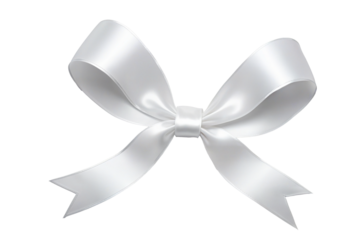 white ribbon bows on a transparent background