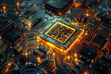 Fototapeta premium Qubit, superposition sci-fi, high-tech Chip concept