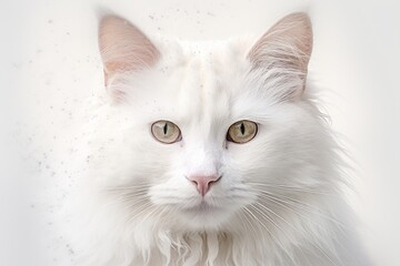 Fototapeta premium Portrait of a funny turkish van cat on plain white digital canvas