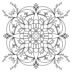 mandala flower. flower illustration .black line flower structure .Meditation practice illustration.Abstract line flower .coloring book illustration. Paintings,mandala tattoos. line mandala elements.
