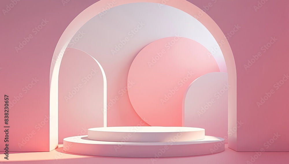 Aufkleber a 3d render of an abstract display podium platform for product presentation and advertising. minimal