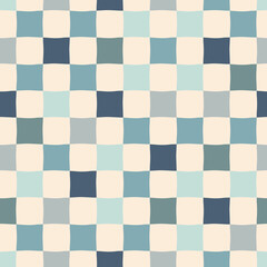 Seamlss vector checkered pattern. Retro chaotic colored chess board