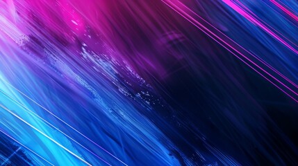 An abstract background with pink and blue neon neon lights illuminated from above in three dimensions