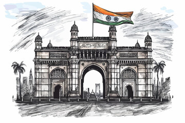 India gate Vector illustration of happy independence day in India celebration on August 15. vector