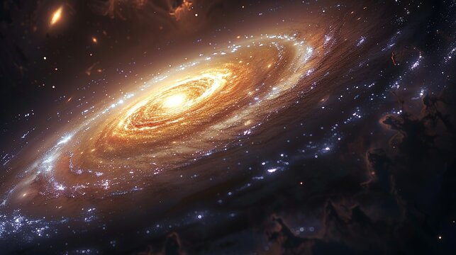 A black hole at the center of a galaxy, depicted with a glowing accretion disk and gravitational waves distorting the surrounding space, illustrating the immense power and gravity of these cosmic