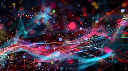 Obraz premium An abstract image of stock market data visualized through colorful, dynamic lines and dots
