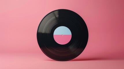Vinyl Record on Pink Background