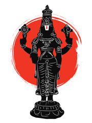 Hindu god Tirupati Balaji silhouette graphic design.