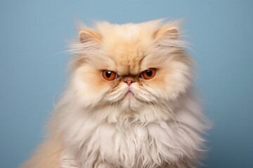 Portrait of a happy persian cat isolated in plain cyclorama studio wall