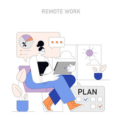 Remote Work planning. Vector illustration.