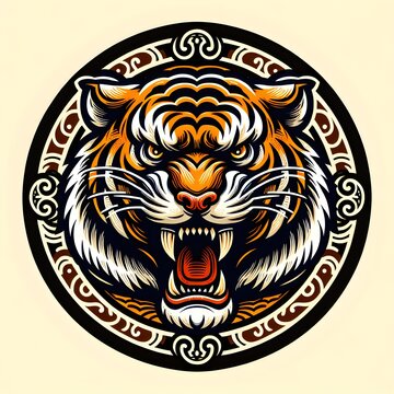 Vintage mascot tiger logo design 