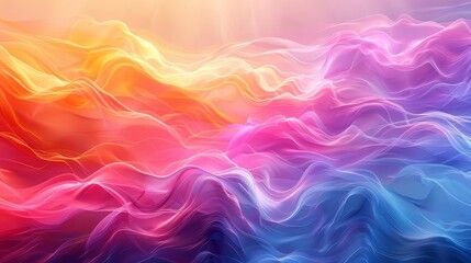 Vibrant abstract gradient background with flowing waves of orange, pink, and blue hues. Perfect for digital design and artistic projects.