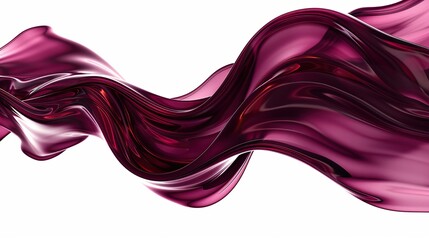 Bright maroon wave abstract design, deep and rich, isolated on a white backdrop