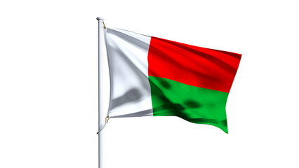 Waving flag of madagascar isolated on white background.
