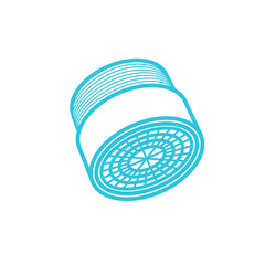 Simple replaceable water Faucet aerator icon, Perlator, isolated on white background, From blue icon set