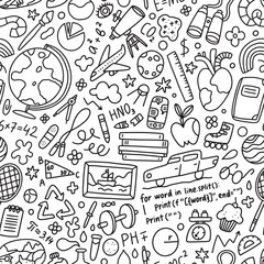 Back to school black and white vector pattern